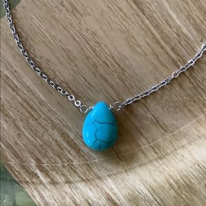 Turquoise tear drop pendant necklace handmade
